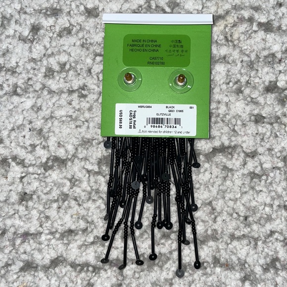NWT Kate Spade Black Glitzville Beaded and Sequin Dangle Tassel Earrings - Picture 6 of 7
